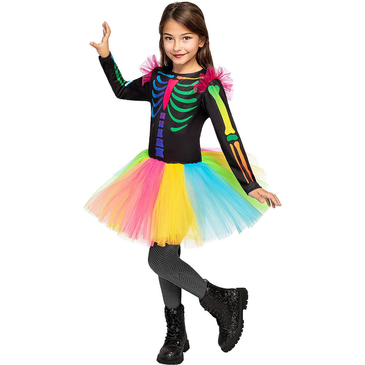 Op deze afbeelding zie je een Kostuums, van het merk Funidelia. Ballerina Skelet Meisje Kostuum