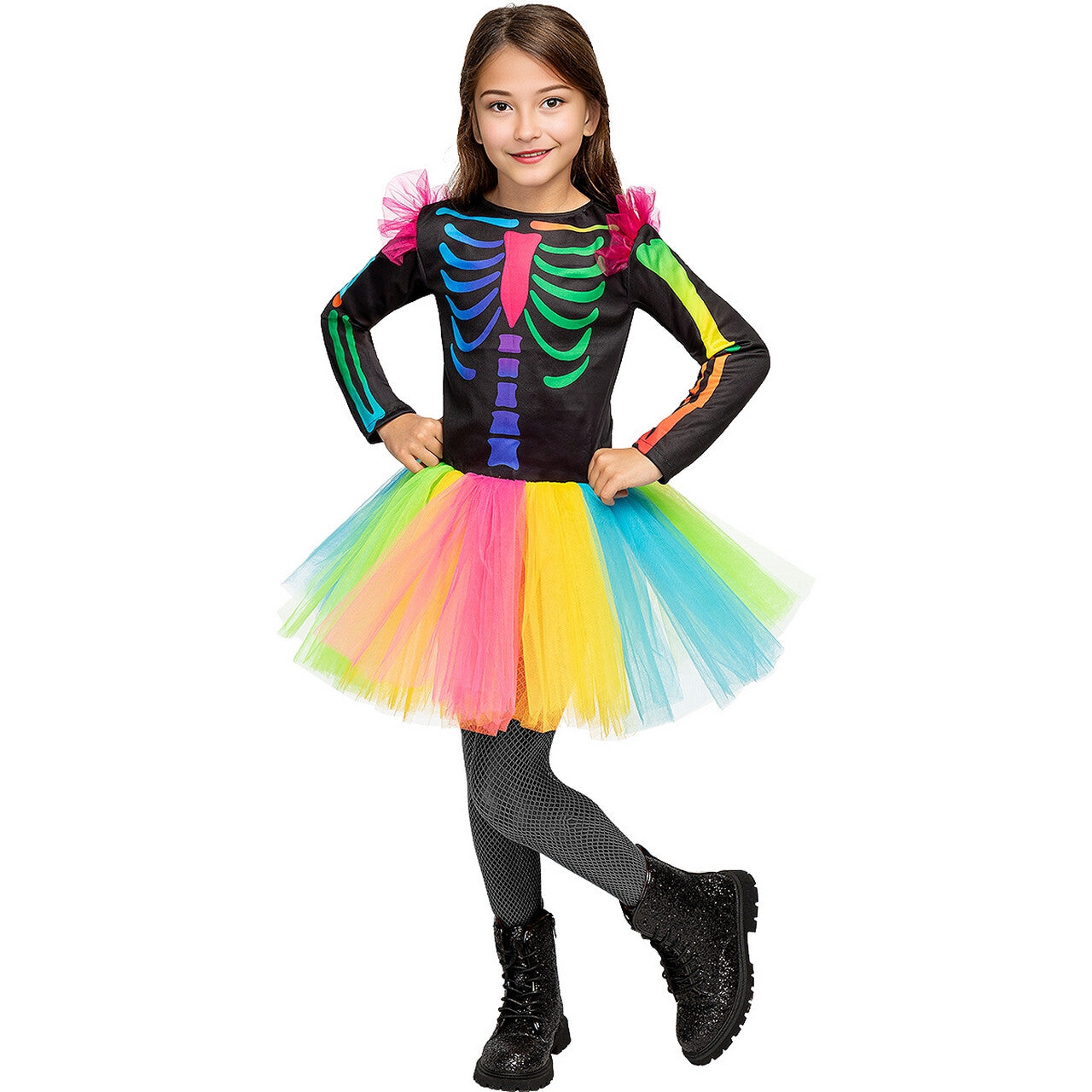Op deze afbeelding zie je een Kostuums, van het merk Funidelia. Ballerina Skelet Meisje Kostuum
