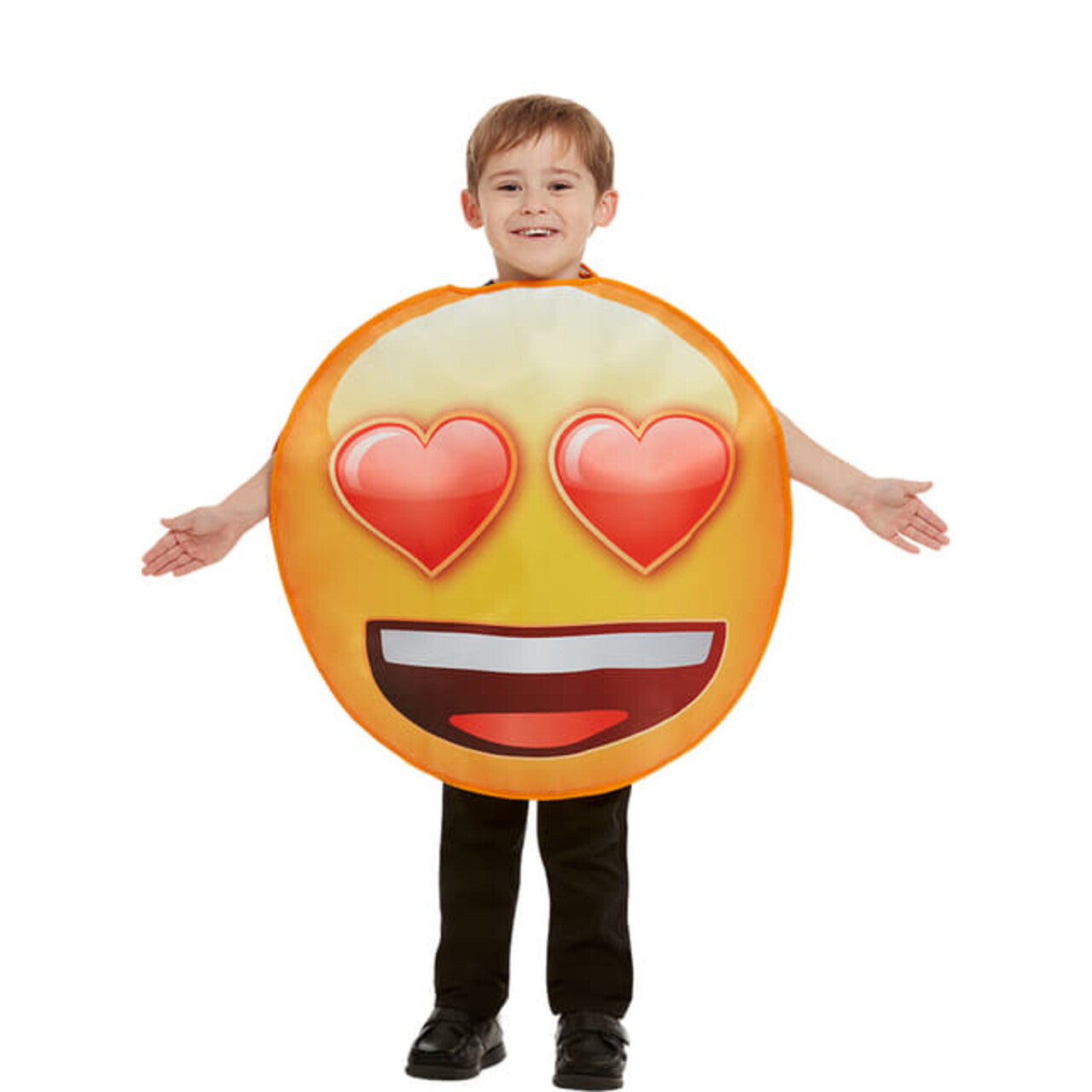 Op deze afbeelding zie je een Kostuums, van het merk Funidelia. Smoorverliefde Oog-Hartjes Emoji Kind Kostuum