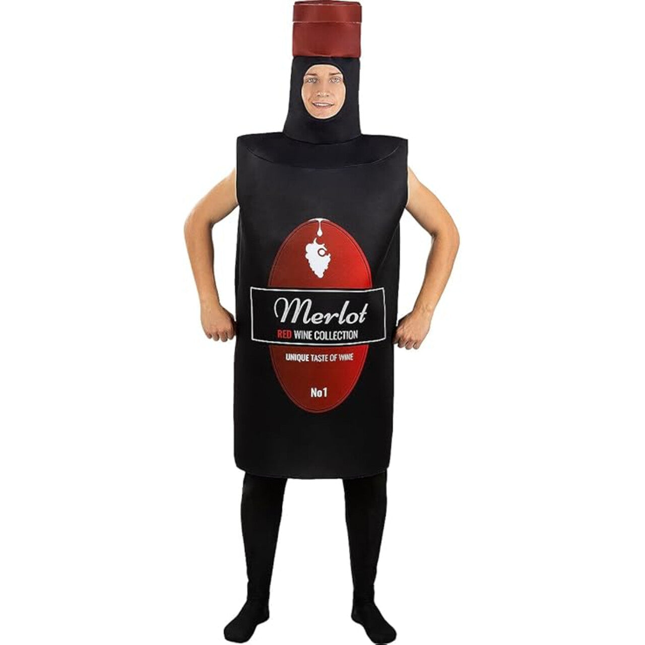 Op deze afbeelding zie je een Kostuums, van het merk Funidelia. Flesje Merlot Van Top Kwaliteit Kostuum