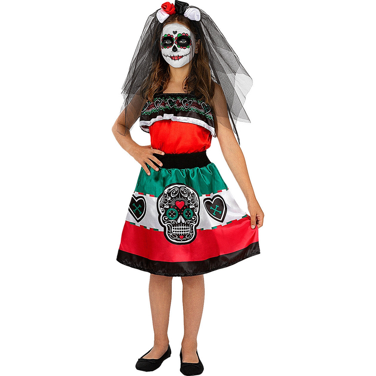 Op deze afbeelding zie je een Kostuums, van het merk Funidelia. Mexciaanse Dag Van De Doden Catharina Meisje Kostuum