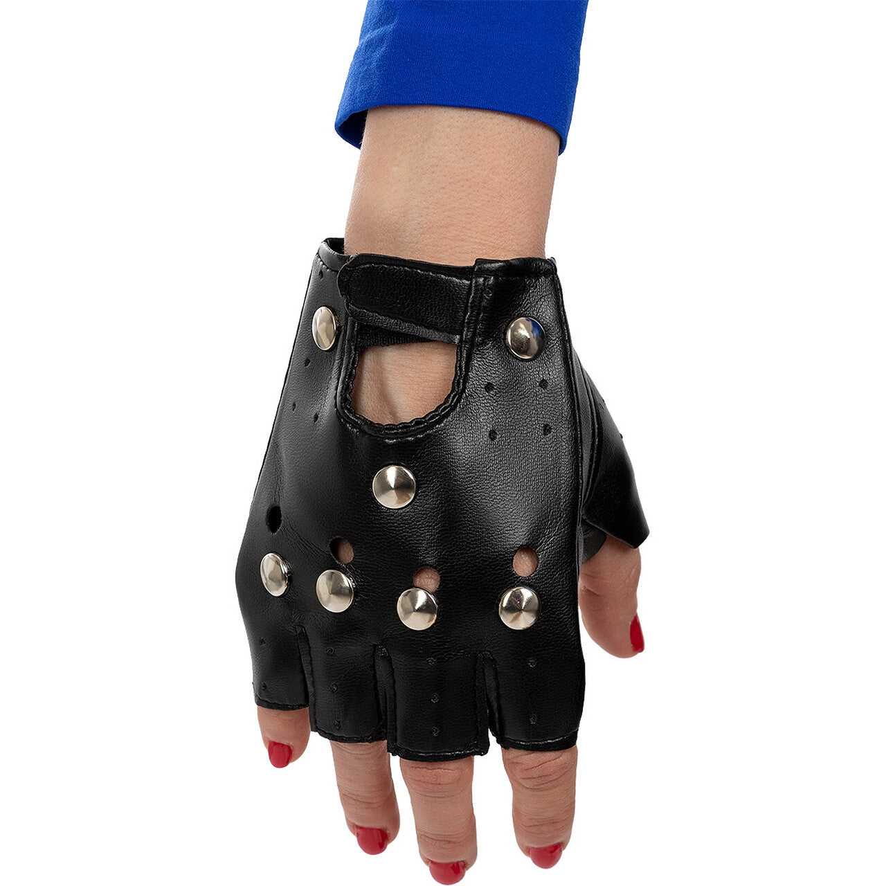 Op deze afbeelding zie je een Accessoires, van het merk Funidelia. Zwarte Punk Handschoen 1 Stuk