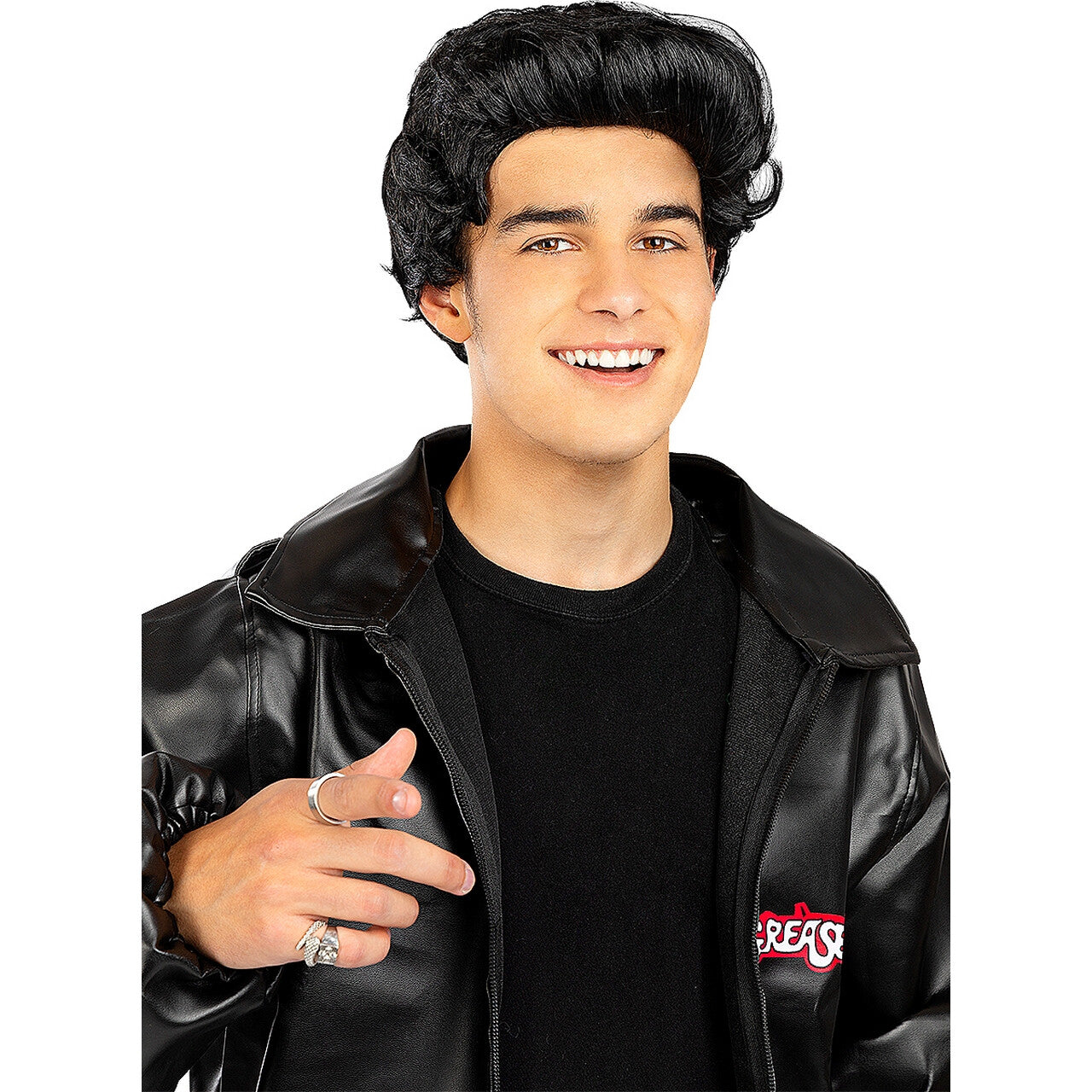 Op deze afbeelding zie je een Accessoires, van het merk Funidelia. Grease Johnny T Pruik Zwart