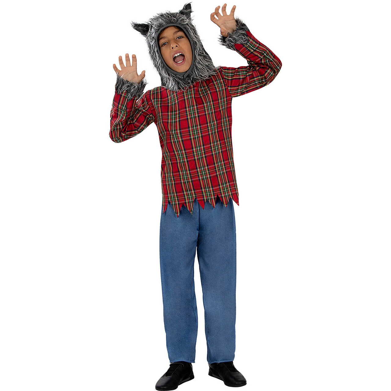 Op deze afbeelding zie je een Kostuums, van het merk Funidelia. Jankend Naar De Volle Maan Weerwolf Jongen Kostuum