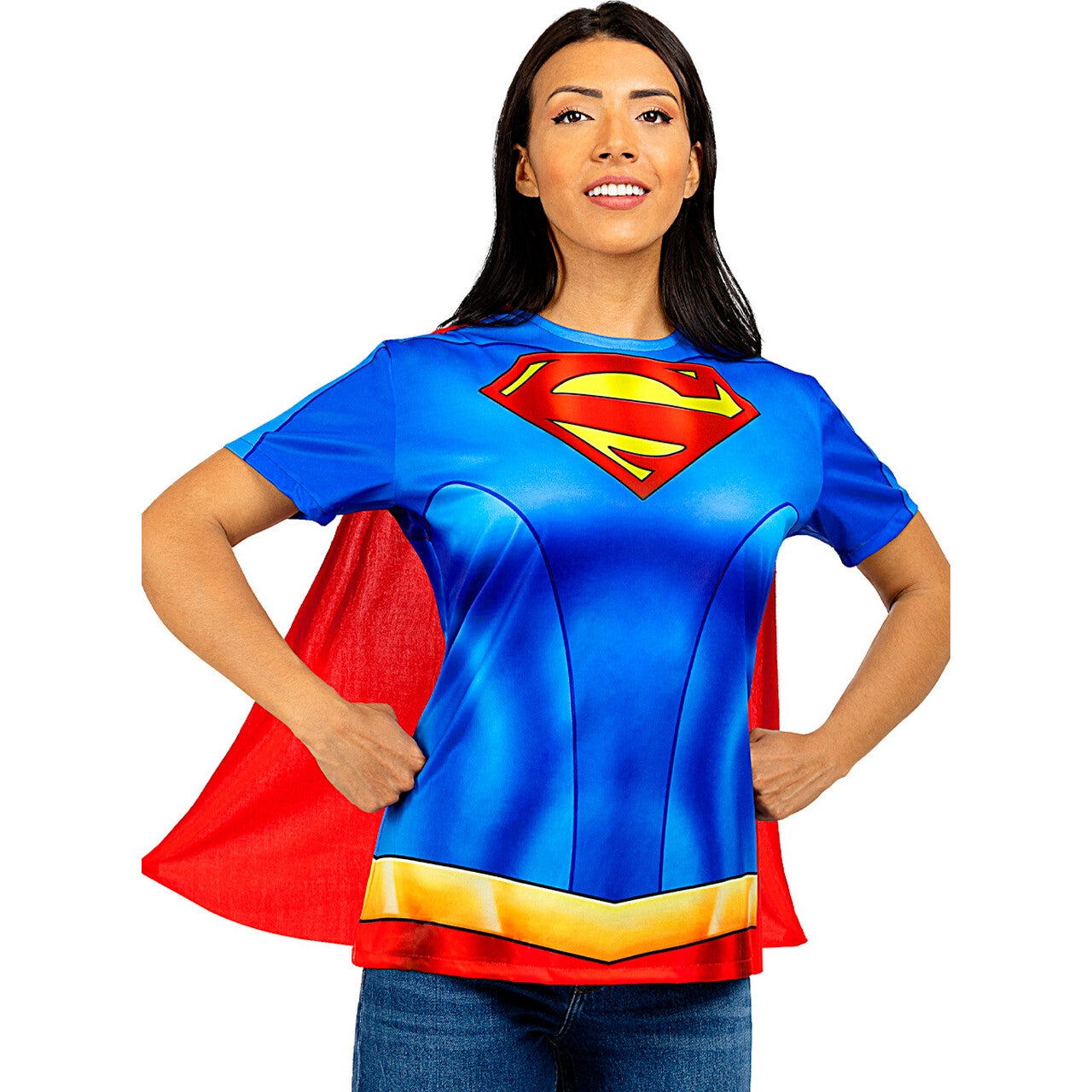 Op deze afbeelding zie je een Kostuums, van het merk Funidelia. Supergirl To The Rescue Shirt Vrouw