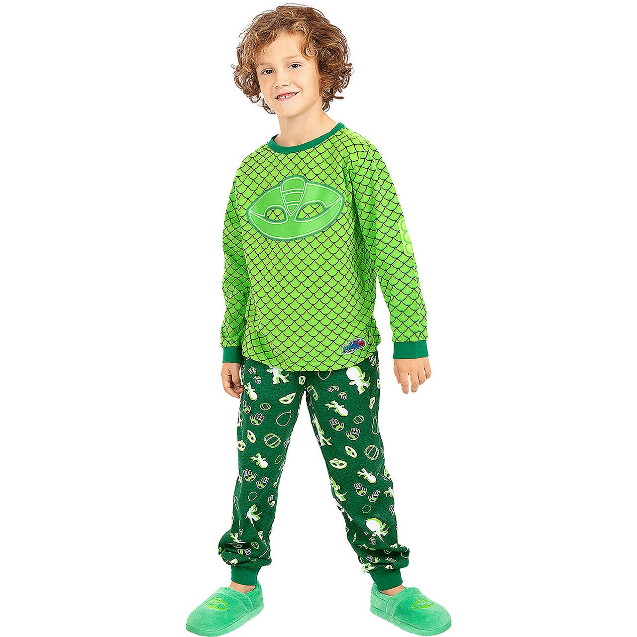 Op deze afbeelding zie je een Kostuums, van het merk Funidelia. Gekko Pyjama Pj Masks Groen Kind Kostuum