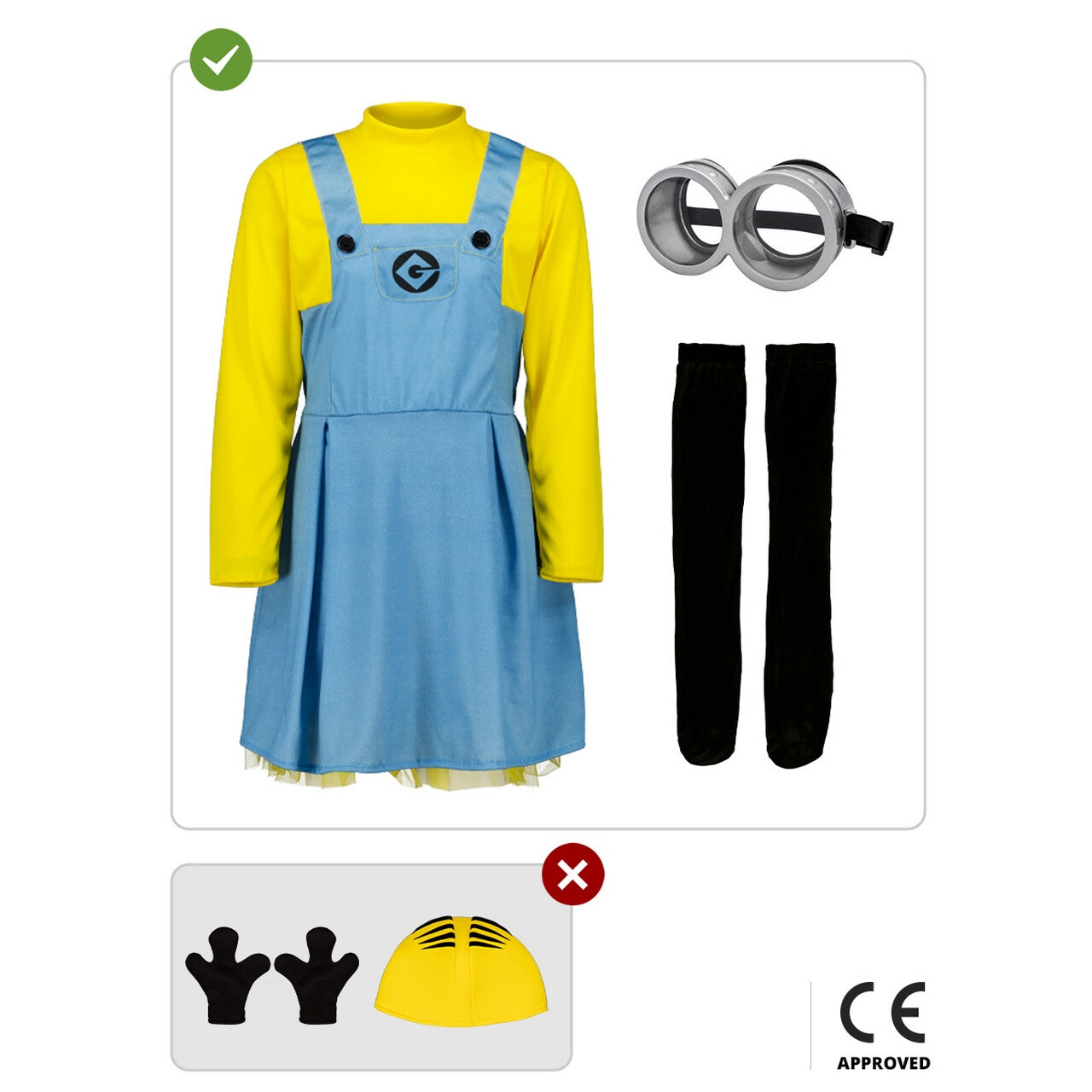 Op deze afbeelding zie je een Kostuums, van het merk Funidelia. Minions Davina Yolo Kind Meisje Kostuum