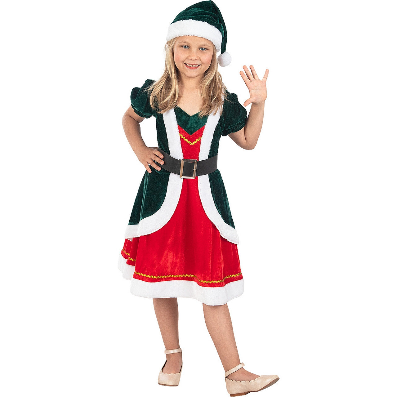 Op deze afbeelding zie je een Kostuums, van het merk Funidelia. Deluxe Kerst Elf Santa Helper Meisje Kostuum