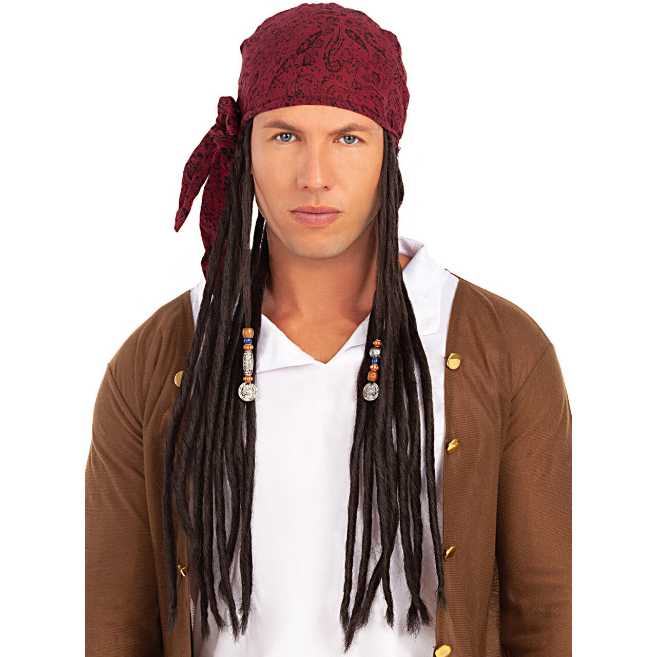 Op deze afbeelding zie je een Accessoires, van het merk Funidelia. Piraten Pruik Met Dreads En Bandana
