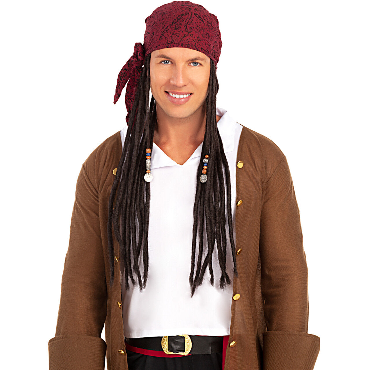 Op deze afbeelding zie je een Accessoires, van het merk Funidelia. Piraten Pruik Met Dreads En Bandana