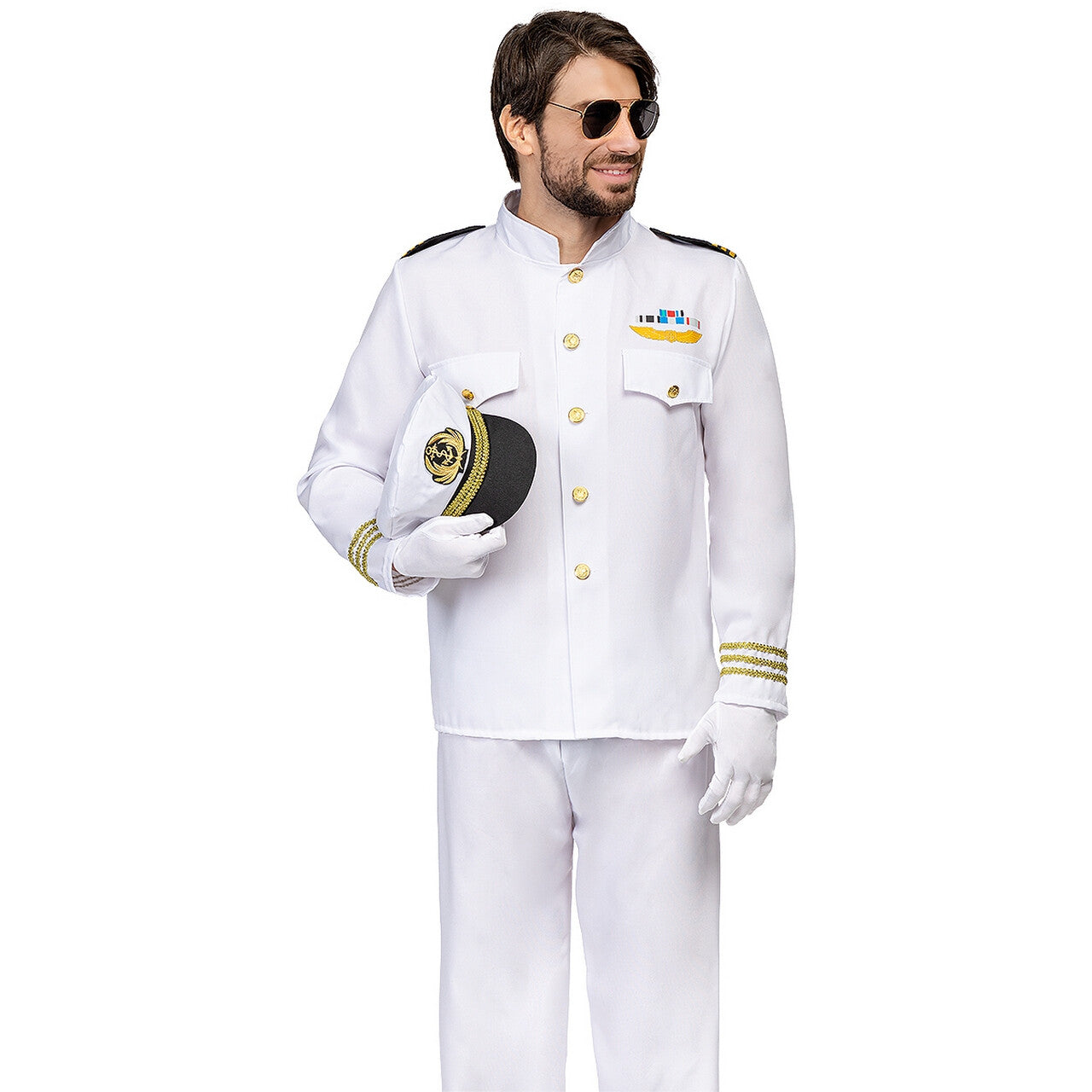 Op deze afbeelding zie je een Kostuums, van het merk Funidelia. Kapitein Love Boat Man Kostuum