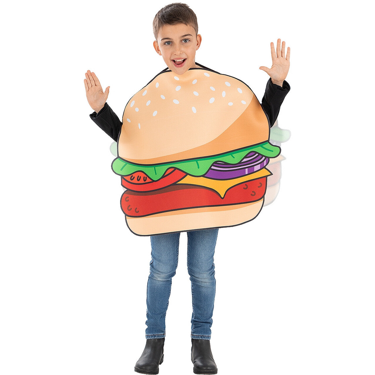 Op deze afbeelding zie je een Kostuums, van het merk Funidelia. Heerlijk Hamburger Hapje Kind Kind Kostuum