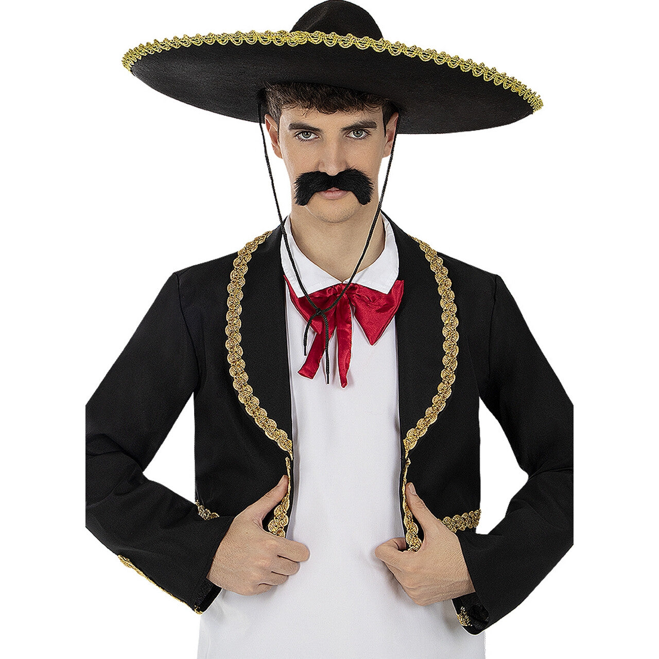 Op deze afbeelding zie je een Accessoires, van het merk Funidelia. Mariachi Hoed Zwart Met Gouden Rand