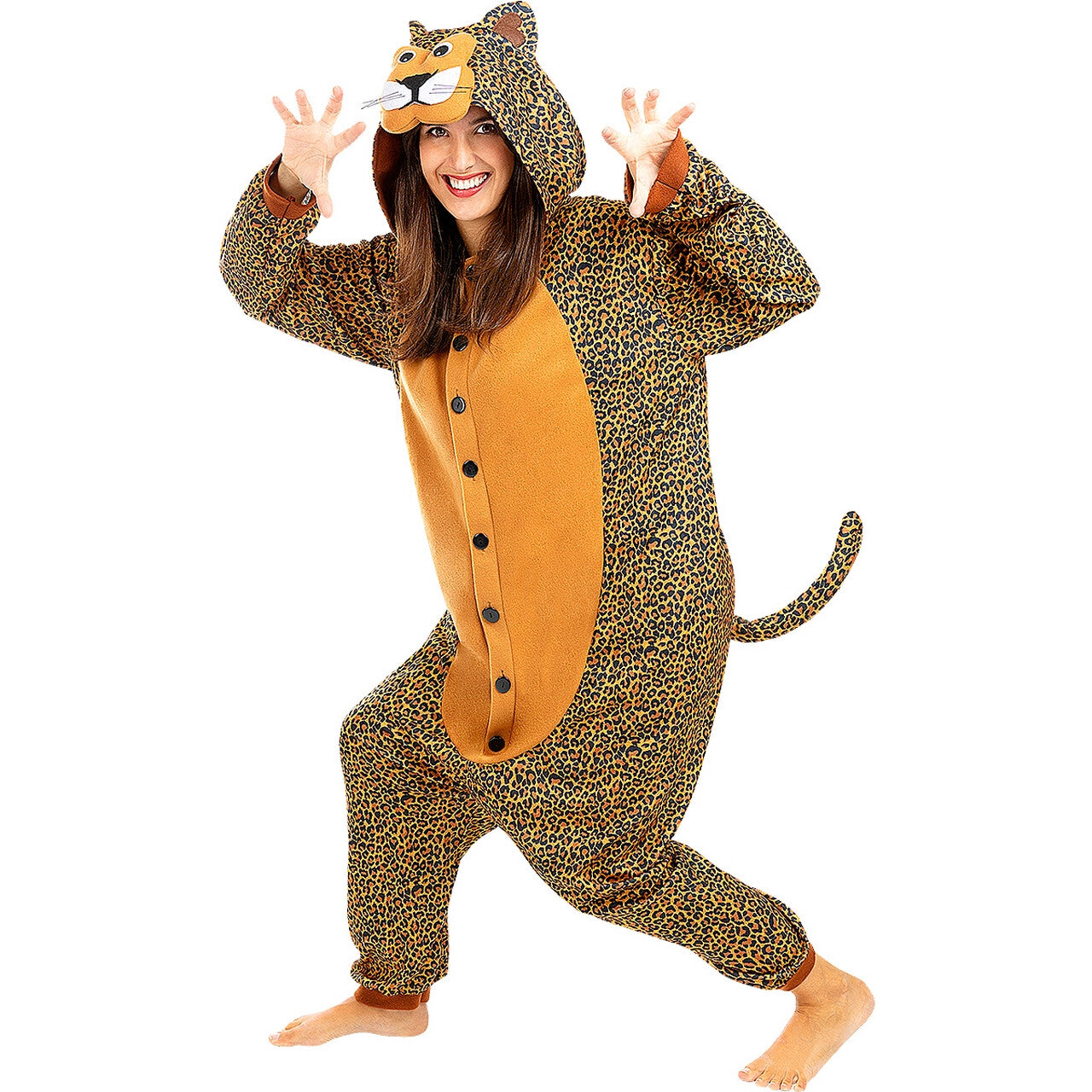 Op deze afbeelding zie je een Kostuums, van het merk Funidelia. Luipaard Onesie Kostuum