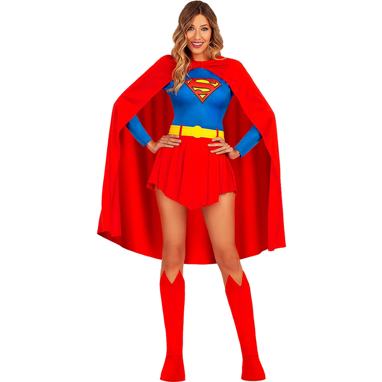Op deze afbeelding zie je een Kostuums, van het merk Funidelia. Gered Door Superheldin Supergirl Vrouw Kostuum