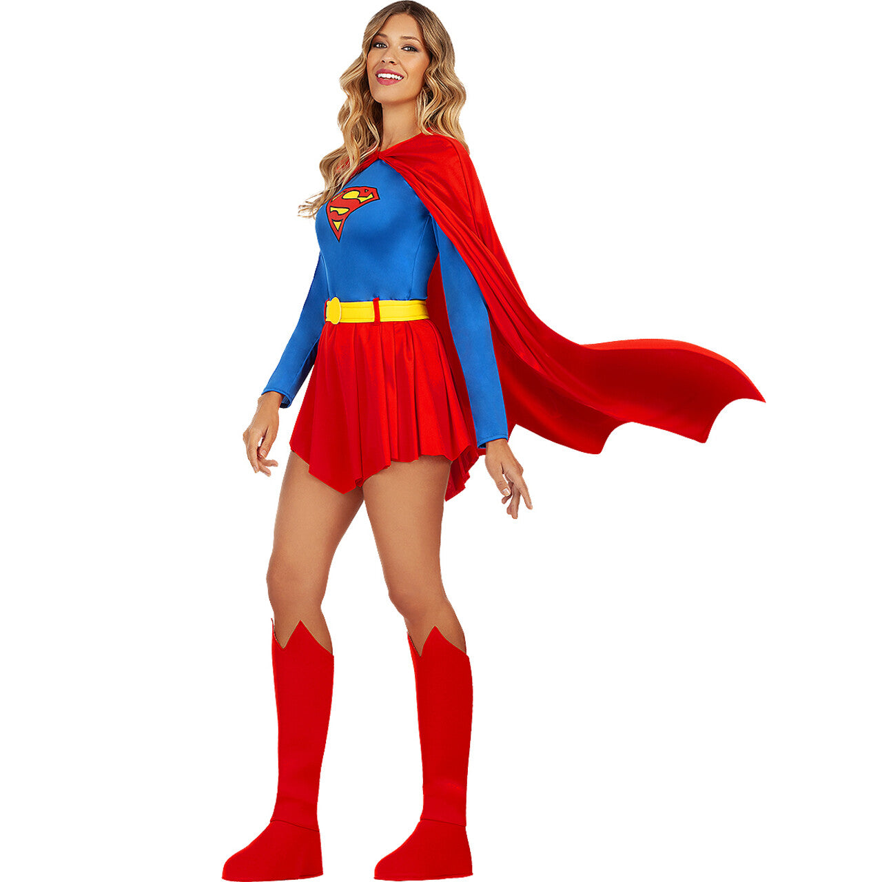 Op deze afbeelding zie je een Kostuums, van het merk Funidelia. Gered Door Superheldin Supergirl Vrouw Kostuum