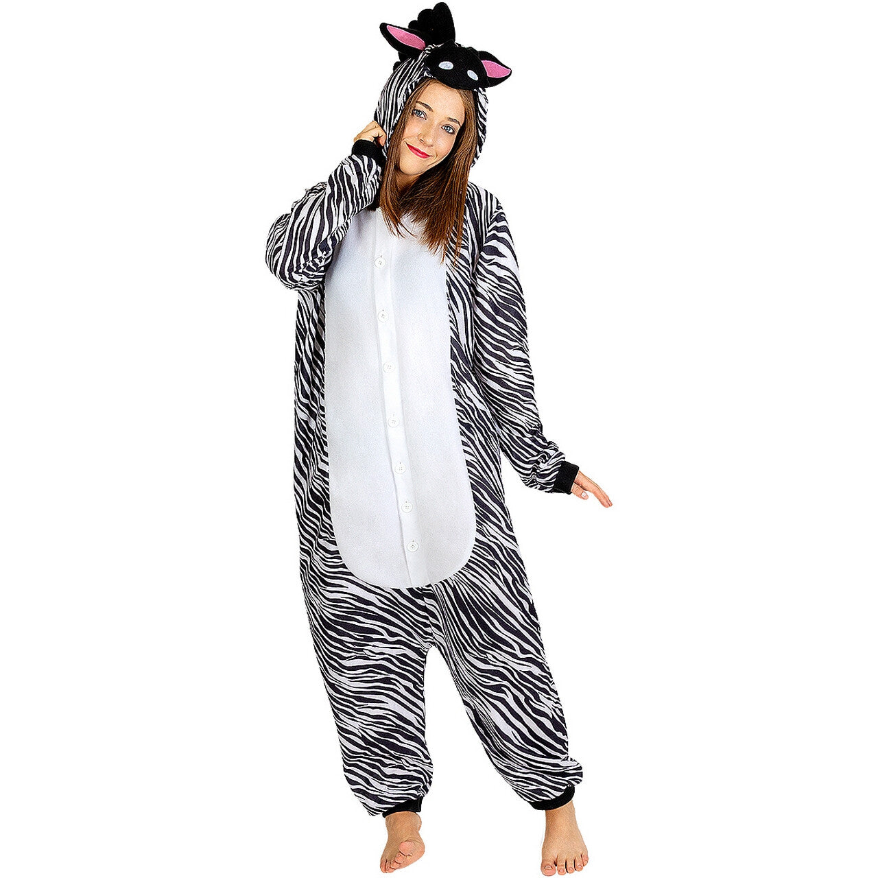 Op deze afbeelding zie je een Kostuums, van het merk Funidelia. Duizelingwekkende Gestreepte Zebra Onesie Kostuum