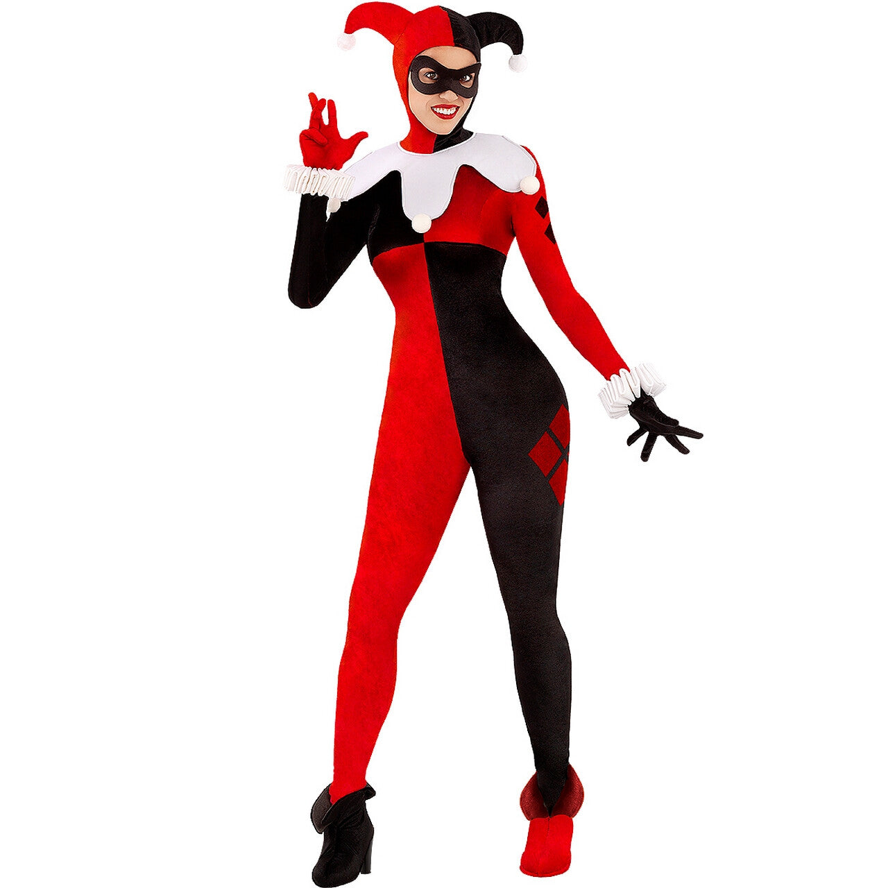 Op deze afbeelding zie je een Kostuums, van het merk Funidelia. Zwart Rode Harley Quinn Dc Comics Vrouw Kostuum