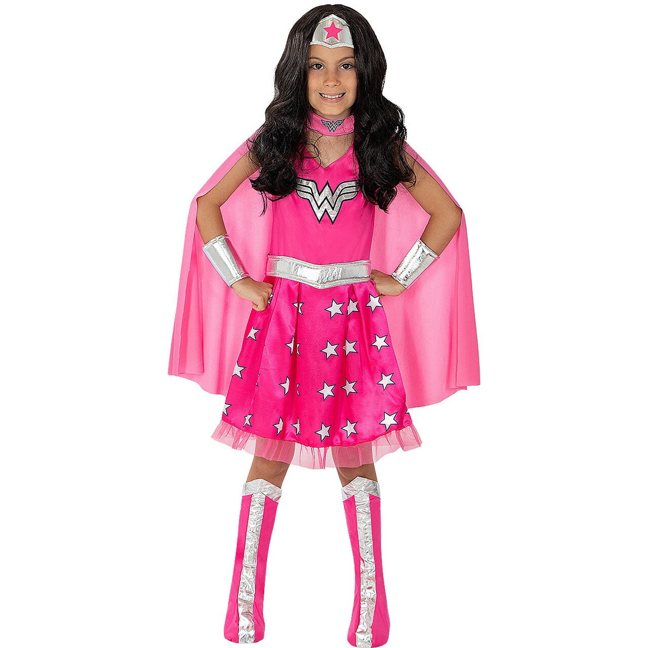 Op deze afbeelding zie je een Kostuums, van het merk Funidelia. Wonderlijke Roze Heldin Wonder Woman Meisje Kostuum