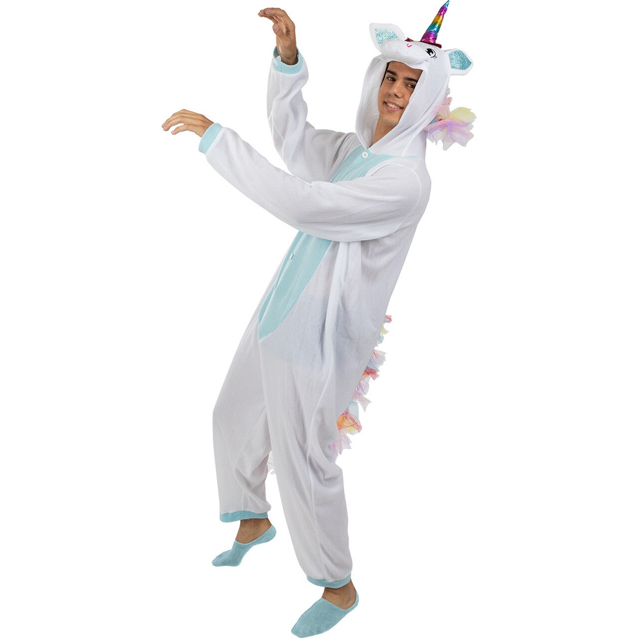 Op deze afbeelding zie je een Kostuums, van het merk Funidelia. Blauwe Magische Eenhoorn Onesie Kostuum