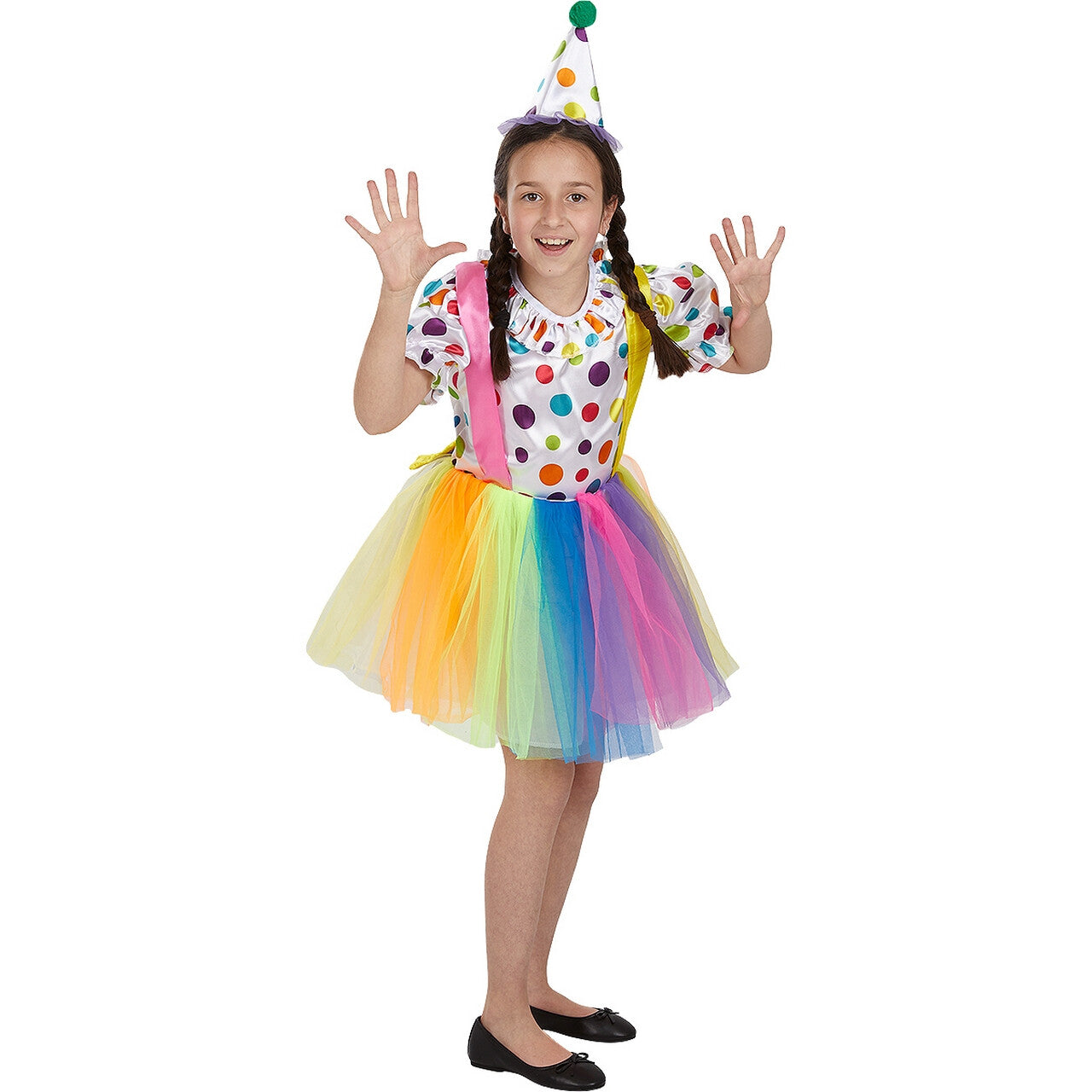Op deze afbeelding zie je een Kostuums, van het merk Funidelia. Vrolijk Clown Meisje Kostuum