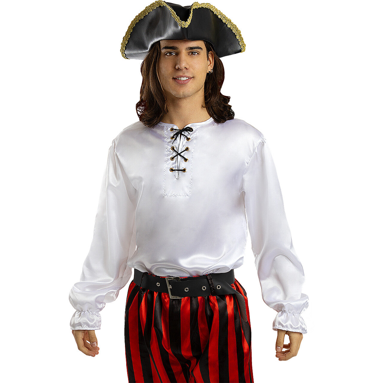 Op deze afbeelding zie je een Kostuums, van het merk Funidelia. Wit Piraten Shirt Man