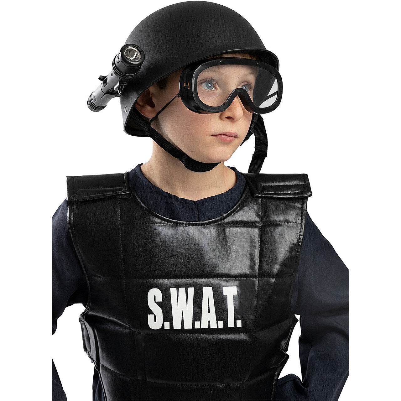 Op deze afbeelding zie je een Accessoires, van het merk Funidelia. Police Swat Helm Met Lamp En Bril