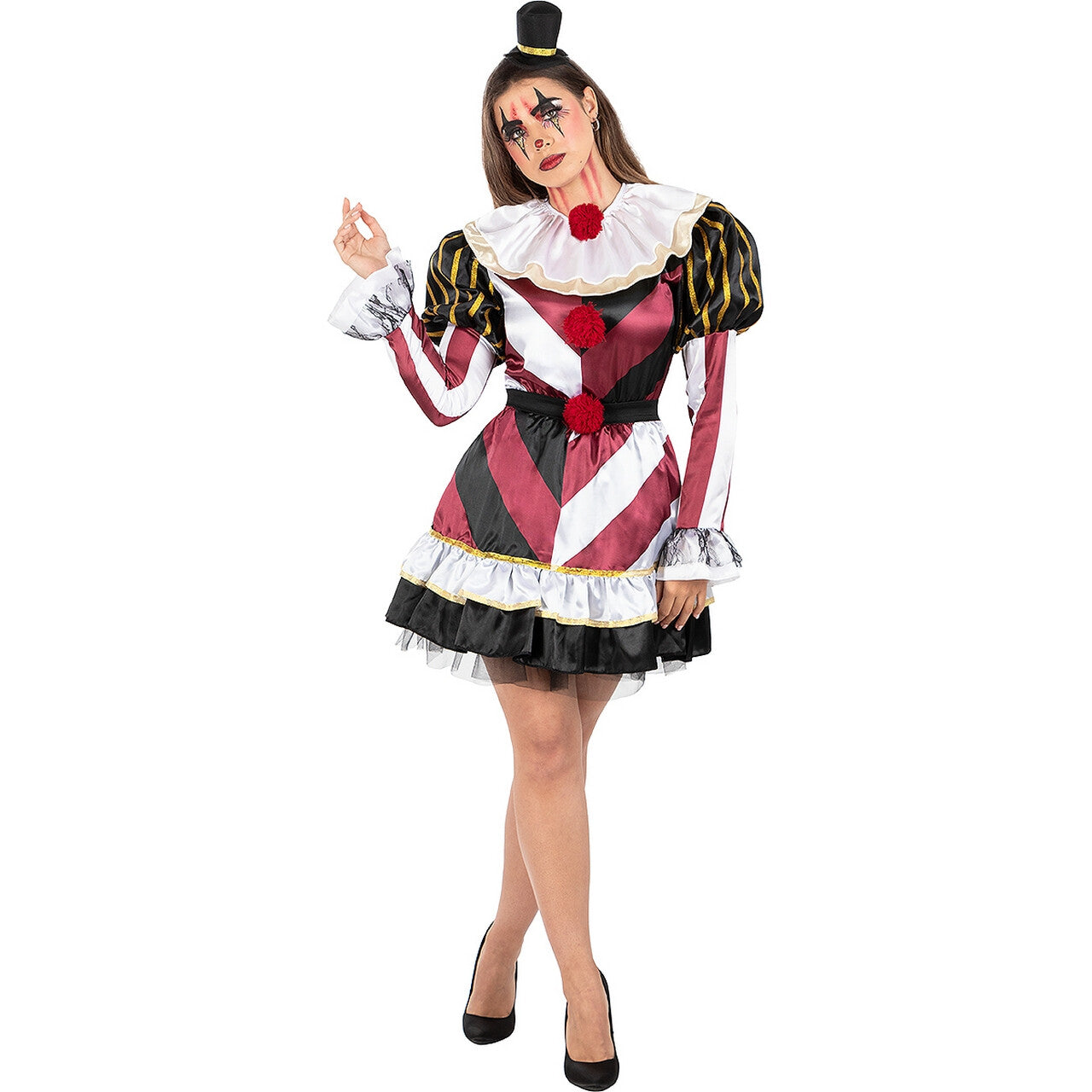 Op deze afbeelding zie je een Kostuums, van het merk Funidelia. Creepy Slayer Clown Vrouw Kostuum