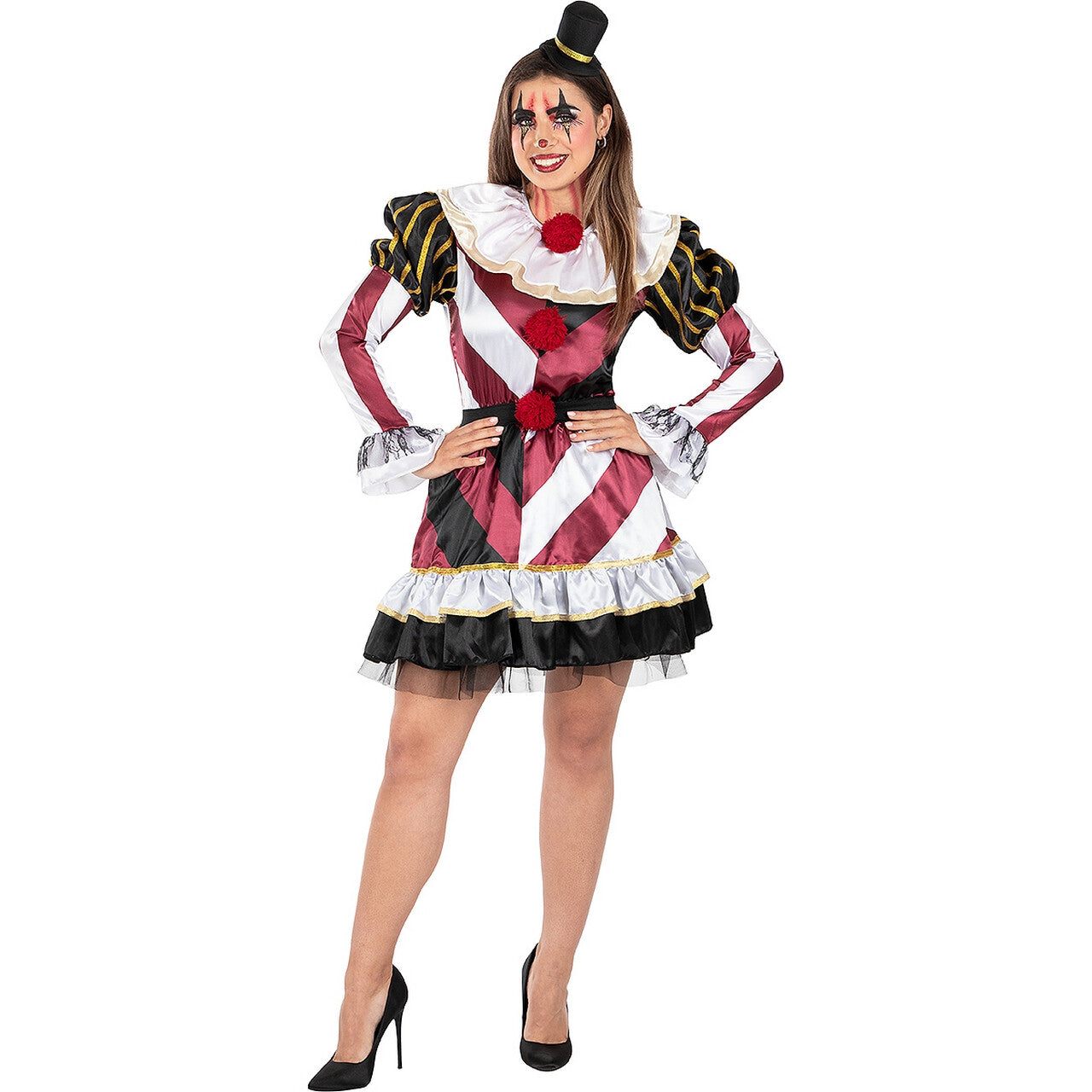 Op deze afbeelding zie je een Kostuums, van het merk Funidelia. Creepy Slayer Clown Vrouw Kostuum