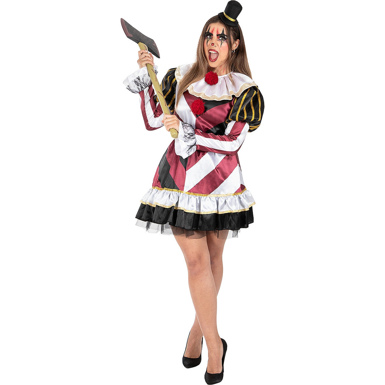 Op deze afbeelding zie je een Kostuums, van het merk Funidelia. Creepy Slayer Clown Vrouw Kostuum