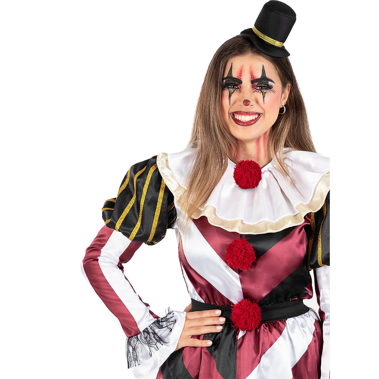 Op deze afbeelding zie je een Kostuums, van het merk Funidelia. Creepy Slayer Clown Vrouw Kostuum