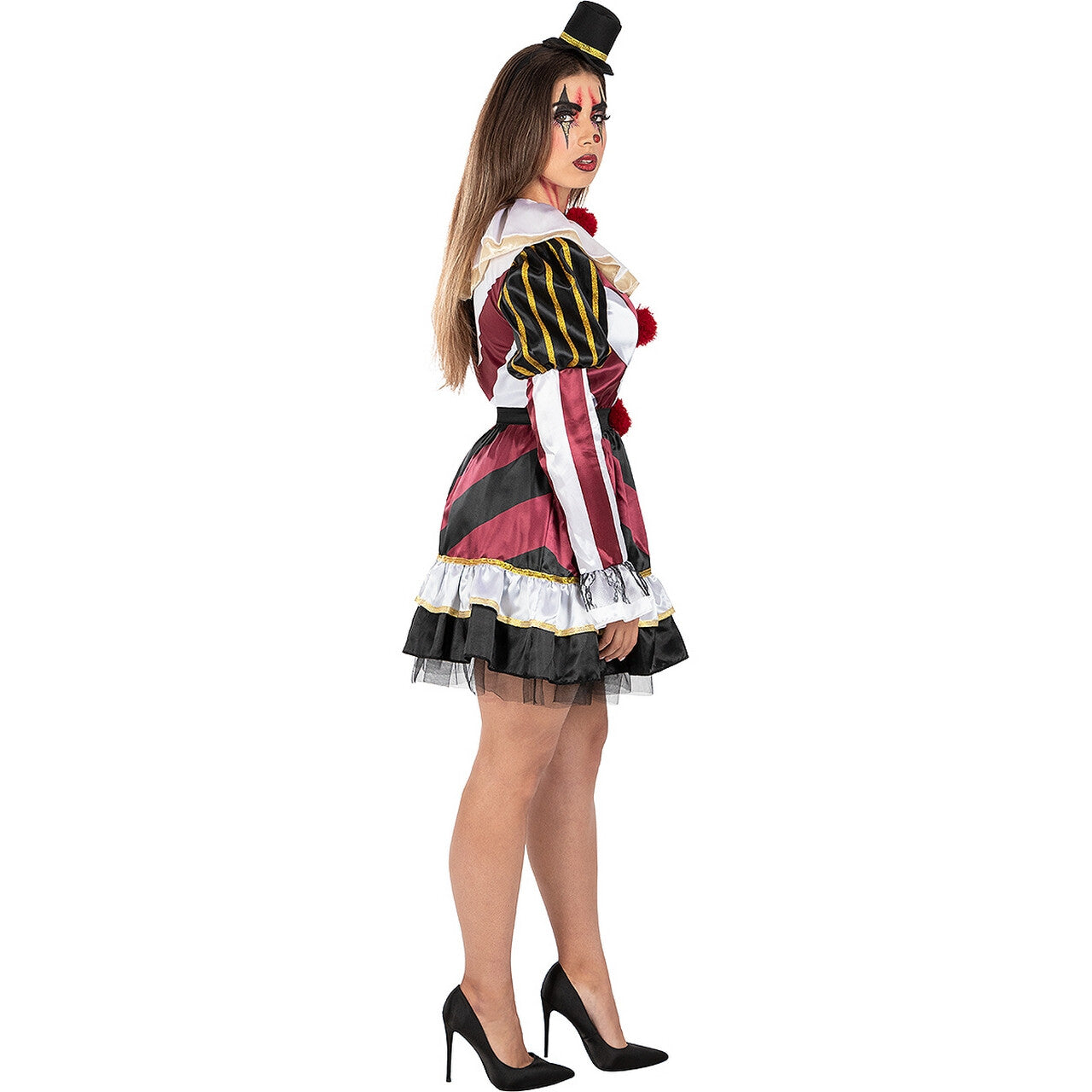 Op deze afbeelding zie je een Kostuums, van het merk Funidelia. Creepy Slayer Clown Vrouw Kostuum