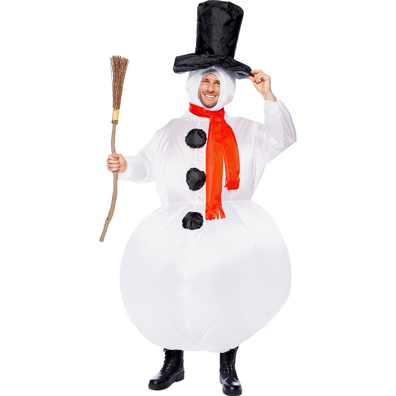 Op deze afbeelding zie je een Kostuums, van het merk Funidelia. Opblaasbare Sneeuwman Ollie Snowman Kostuum