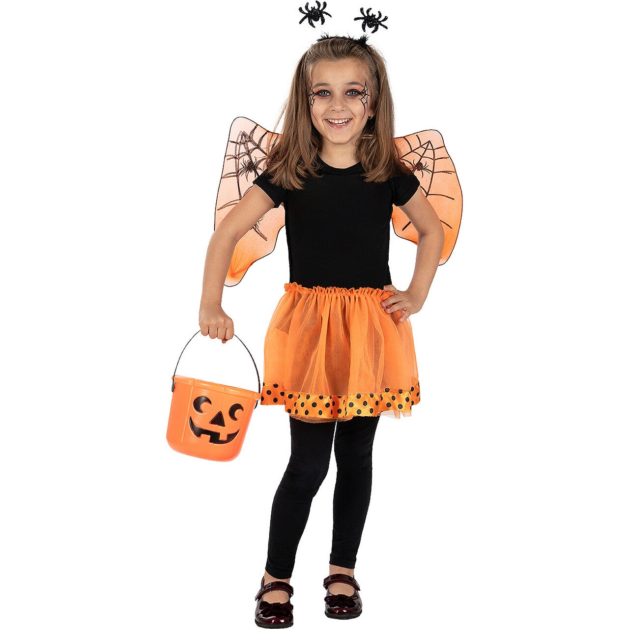 Op deze afbeelding zie je een Accessoires, van het merk Funidelia. Oranje Halloween Spidergirl Set