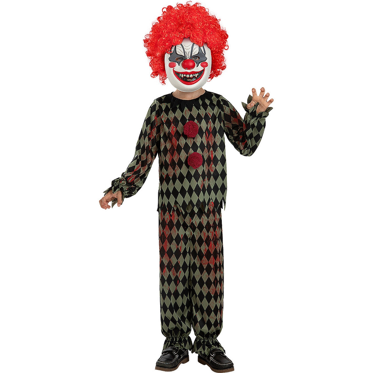 Op deze afbeelding zie je een Kostuums, van het merk Funidelia. Enge Bloederige Clown Jongen Kostuum
