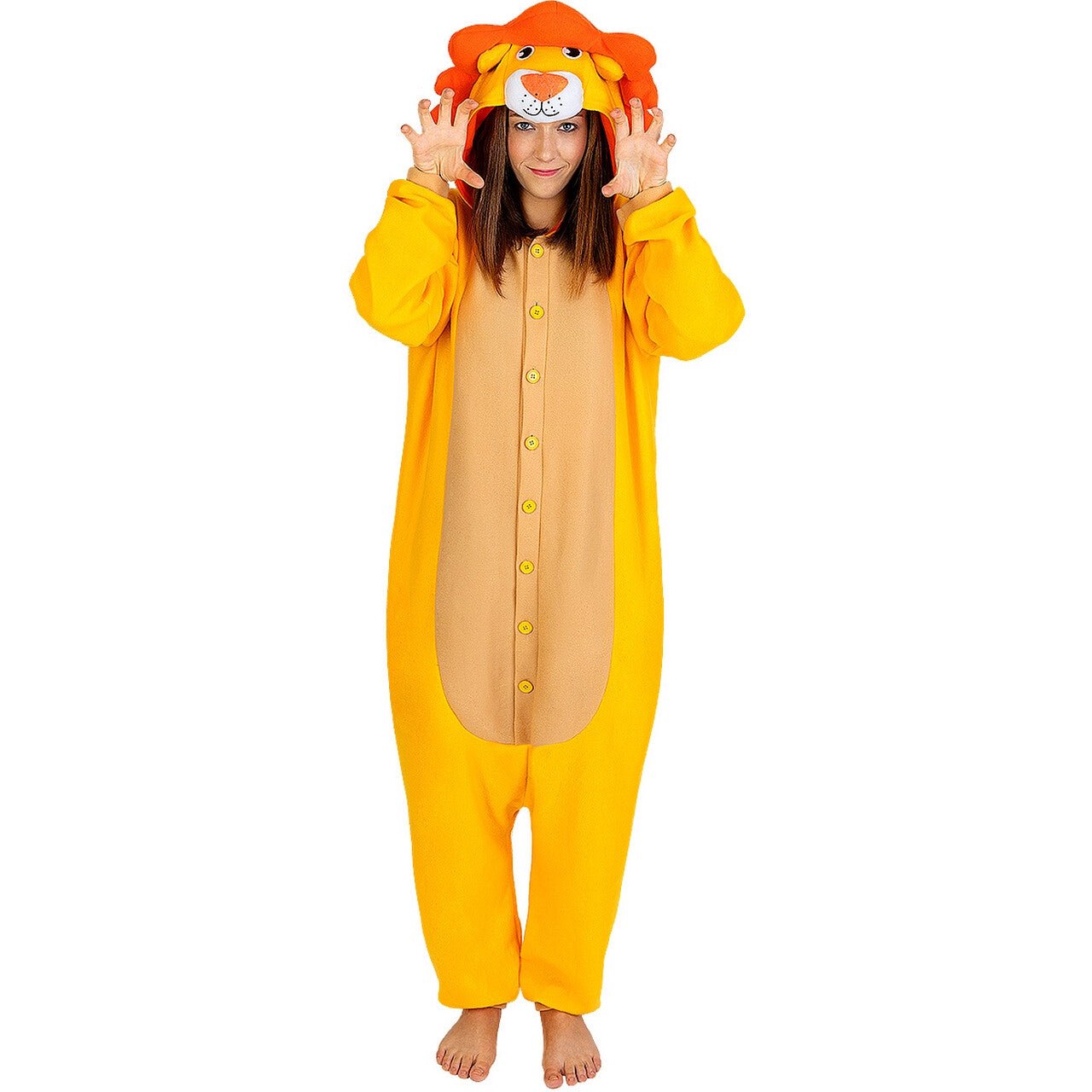 Op deze afbeelding zie je een Kostuums, van het merk Funidelia. Helemaal Geen Gevaarlijke Leeuw Onesie Kostuum