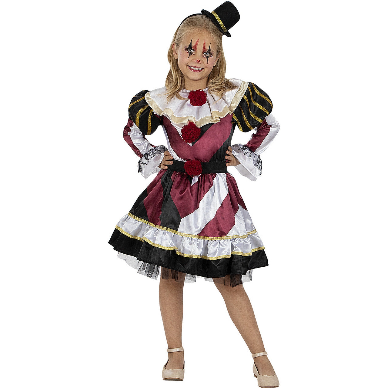 Op deze afbeelding zie je een Kostuums, van het merk Funidelia. Clown Scarlett Scare Meisje Kostuum