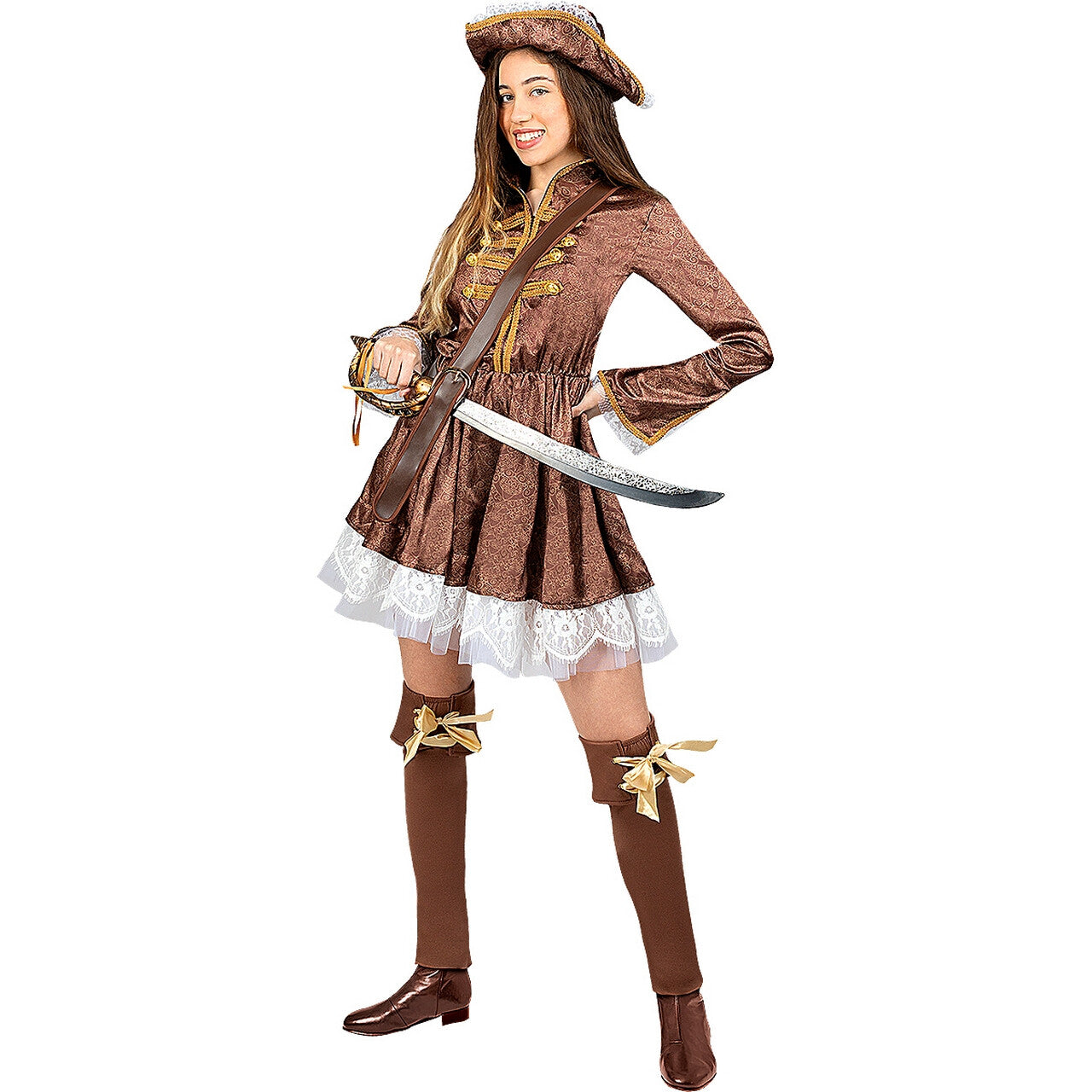 Op deze afbeelding zie je een Kostuums, van het merk Funidelia. Brocaat Pirate Jurk Vrouw