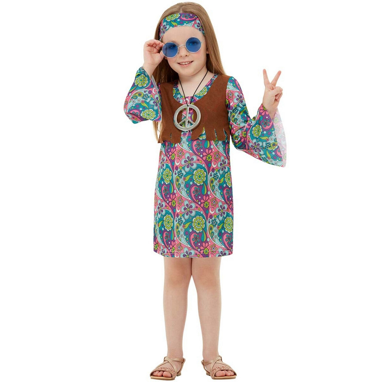 Op deze afbeelding zie je een Kostuums, van het merk Funidelia. Wereldvrede Hippie Wendy Meisje Kostuum