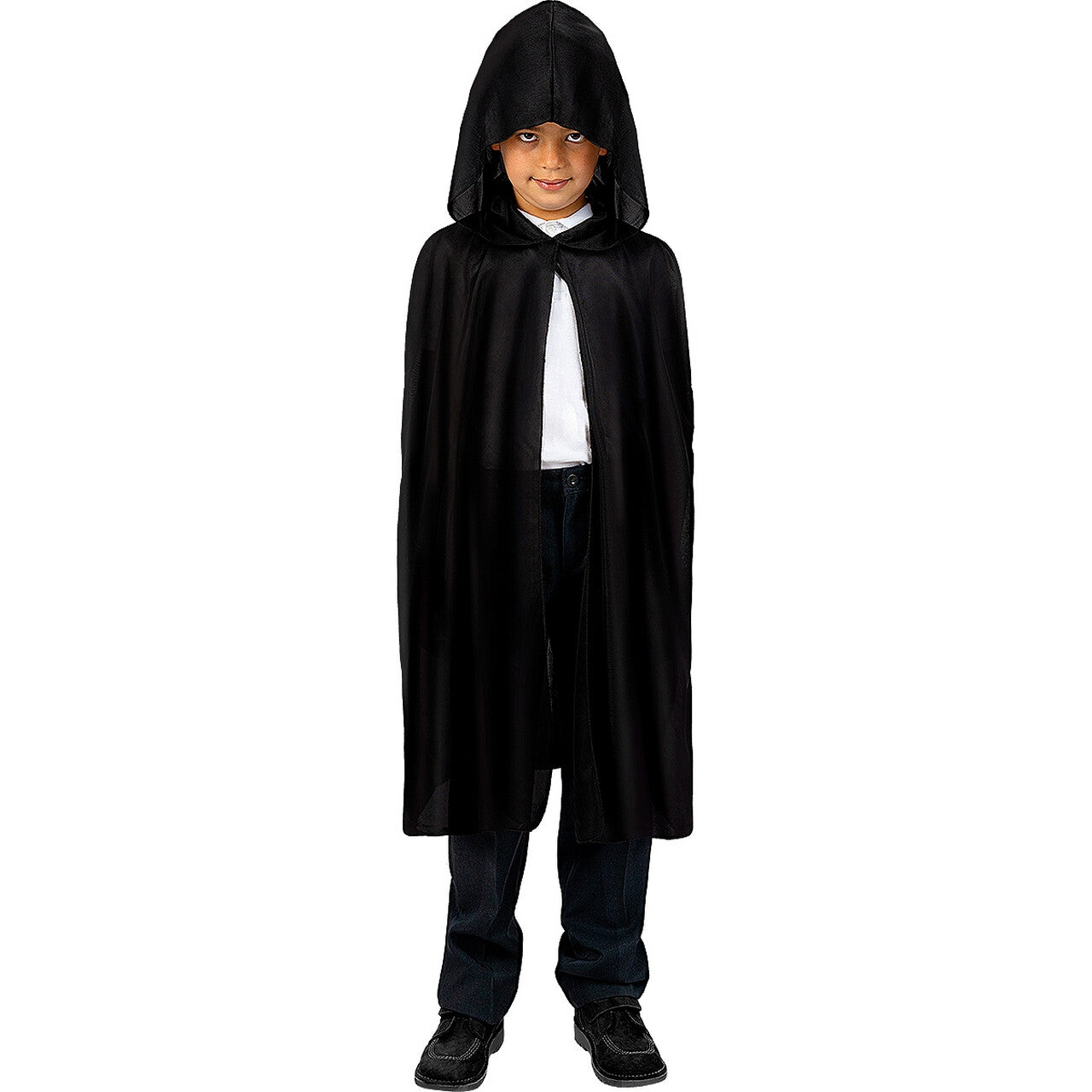 Op deze afbeelding zie je een Kostuums, van het merk Funidelia. Mysterieuze Lange Zwarte Cape Kind Kind