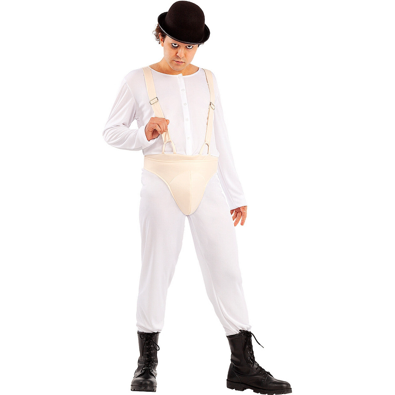 Op deze afbeelding zie je een Kostuums, van het merk Funidelia. A Clockwork Orange Jumpsuit Man Kostuum