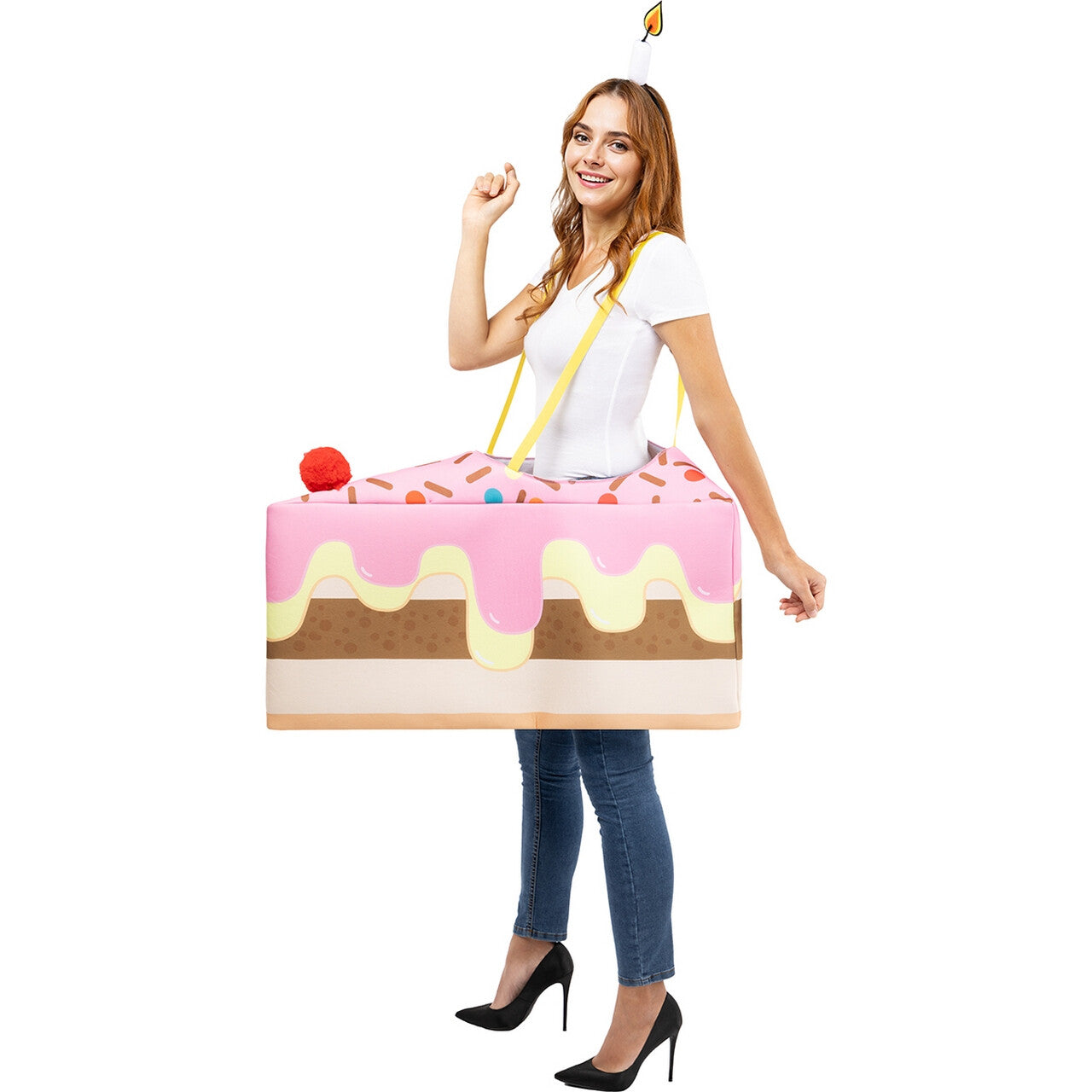 Op deze afbeelding zie je een Kostuums, van het merk Funidelia. Happy Birthday Cake Kostuum