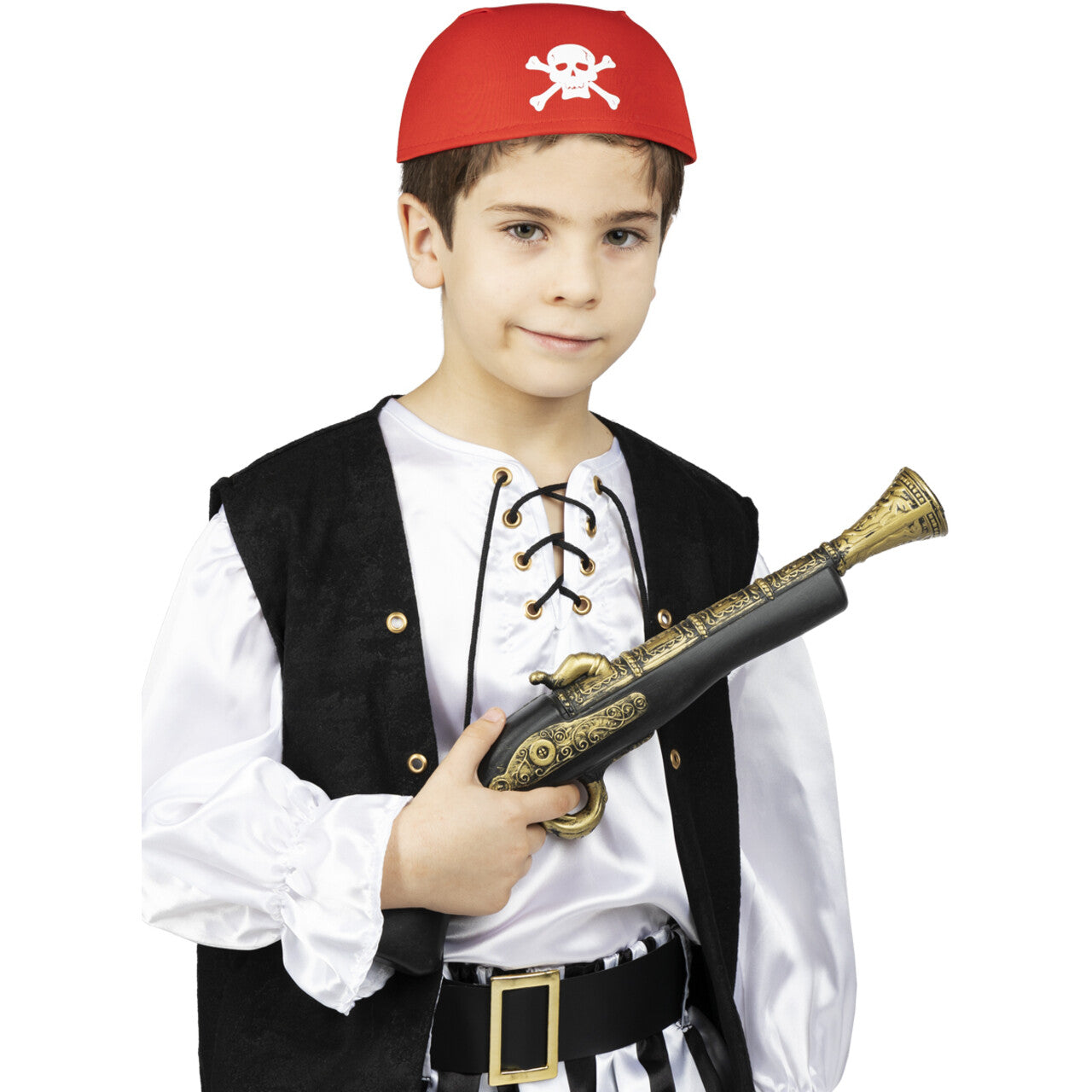 Op deze afbeelding zie je een Accessoires, van het merk Funidelia. Piraten Hoed Rood Met Doodshoofd