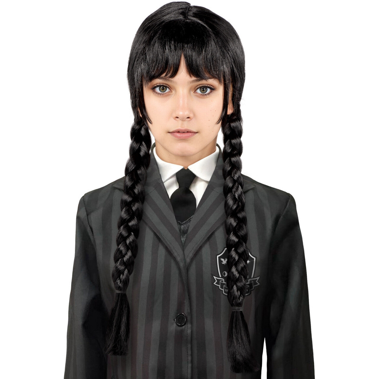 Op deze afbeelding zie je een Accessoires, van het merk Funidelia. Wednesday™ Wig For Girls - Official Netflix™