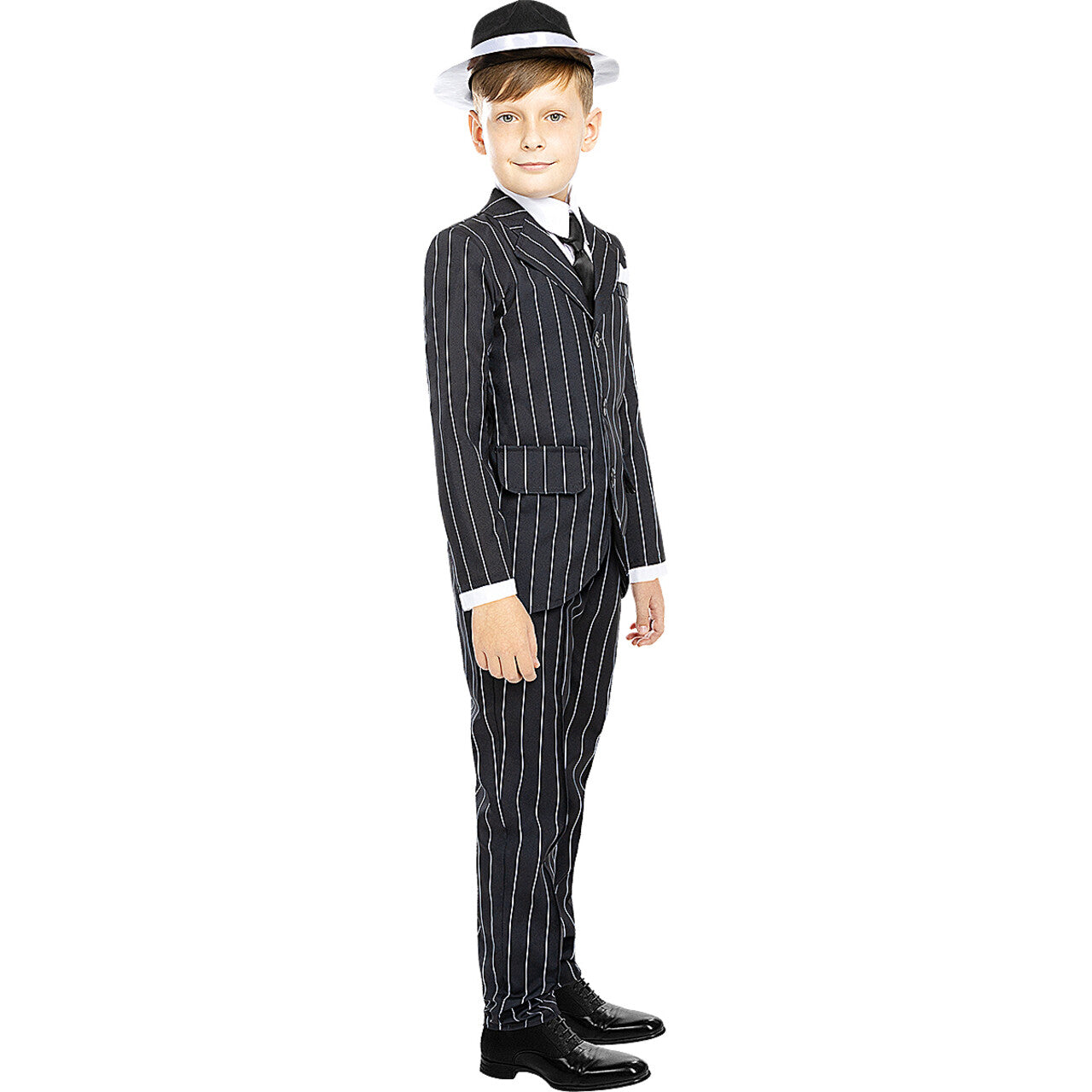 Op deze afbeelding zie je een Kostuums, van het merk Funidelia. Goedgeklede Gangster Jongen Kostuum