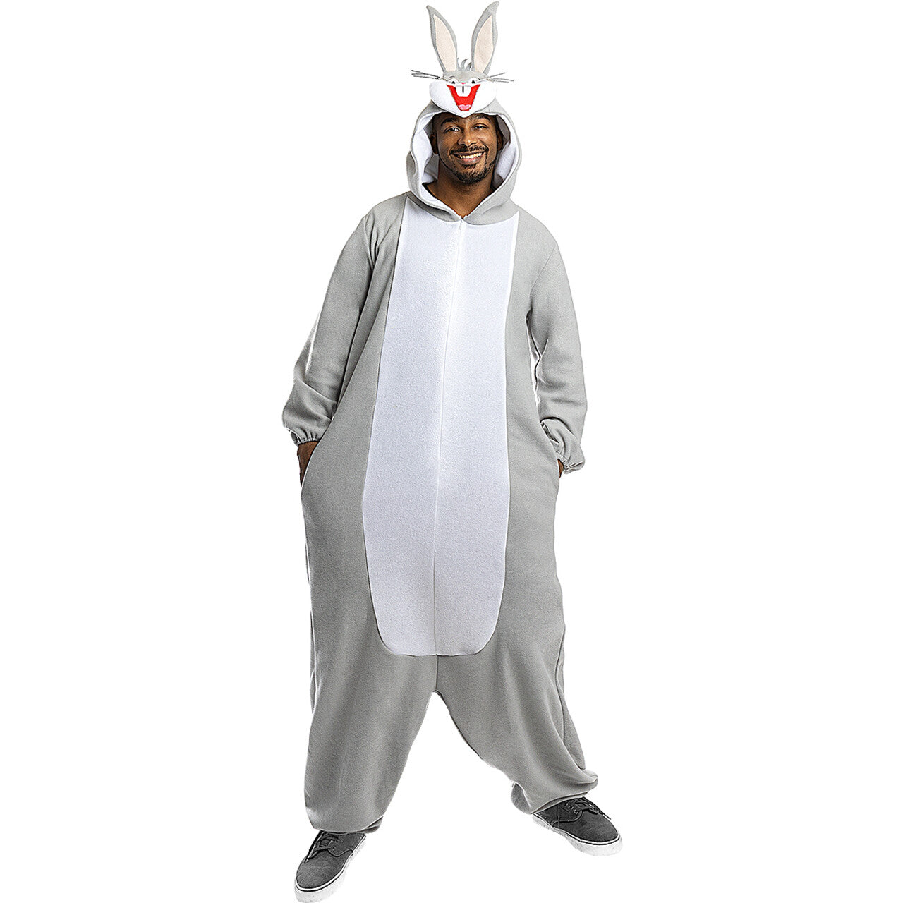 Op deze afbeelding zie je een Kostuums, van het merk Funidelia. Bugs Bunny Grijze Konijn Onesie Kostuum