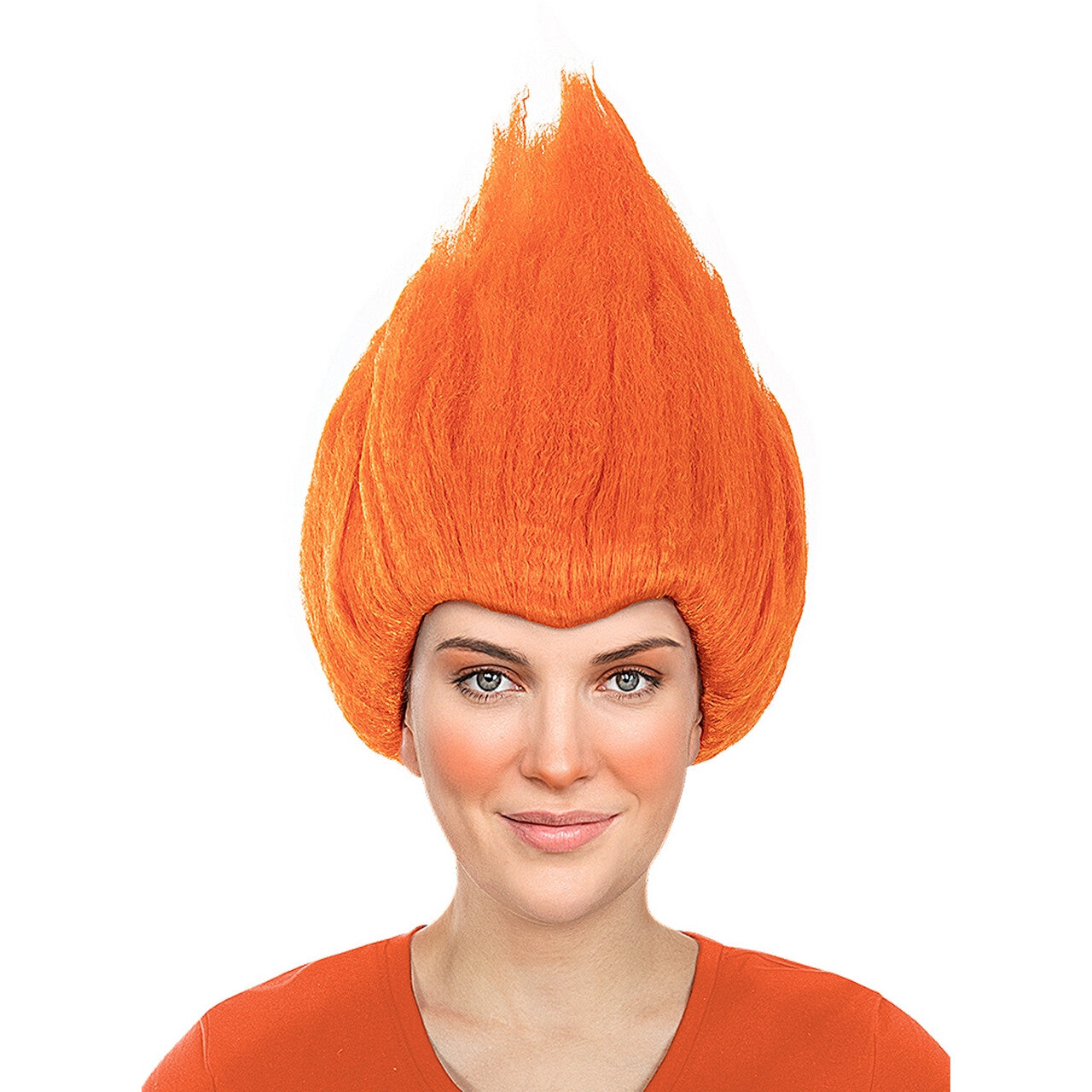 Op deze afbeelding zie je een Accessoires, van het merk Funidelia. Superdolle Trol Pruik Happy Hup Oranje
