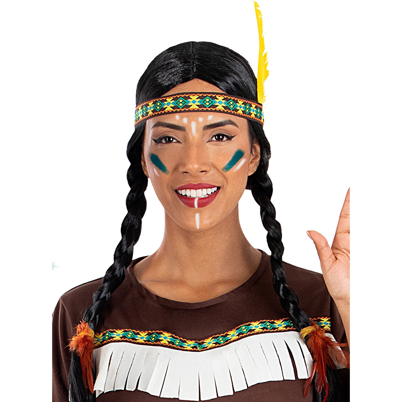 Op deze afbeelding zie je een Accessoires, van het merk Funidelia. Indianen Hoofdband Met Gele Veer