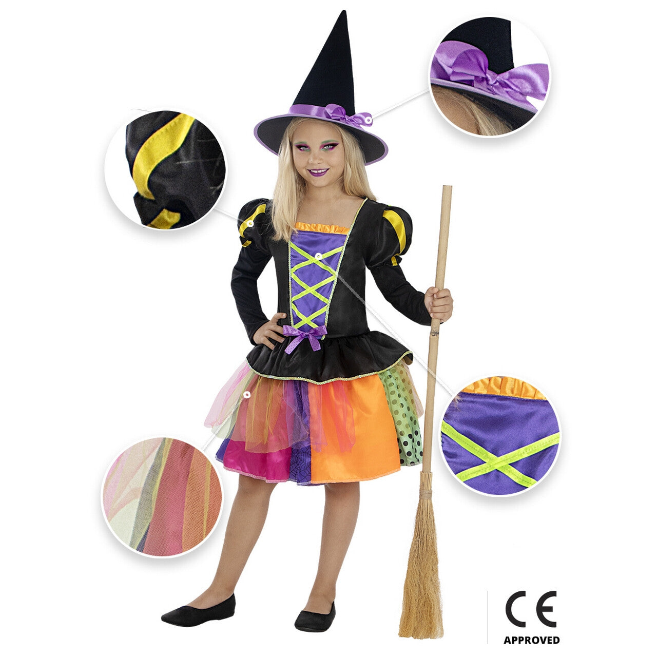 Op deze afbeelding zie je een Kostuums, van het merk Funidelia. Colormagic Heksje Doloris Coloris Meisje Kostuum