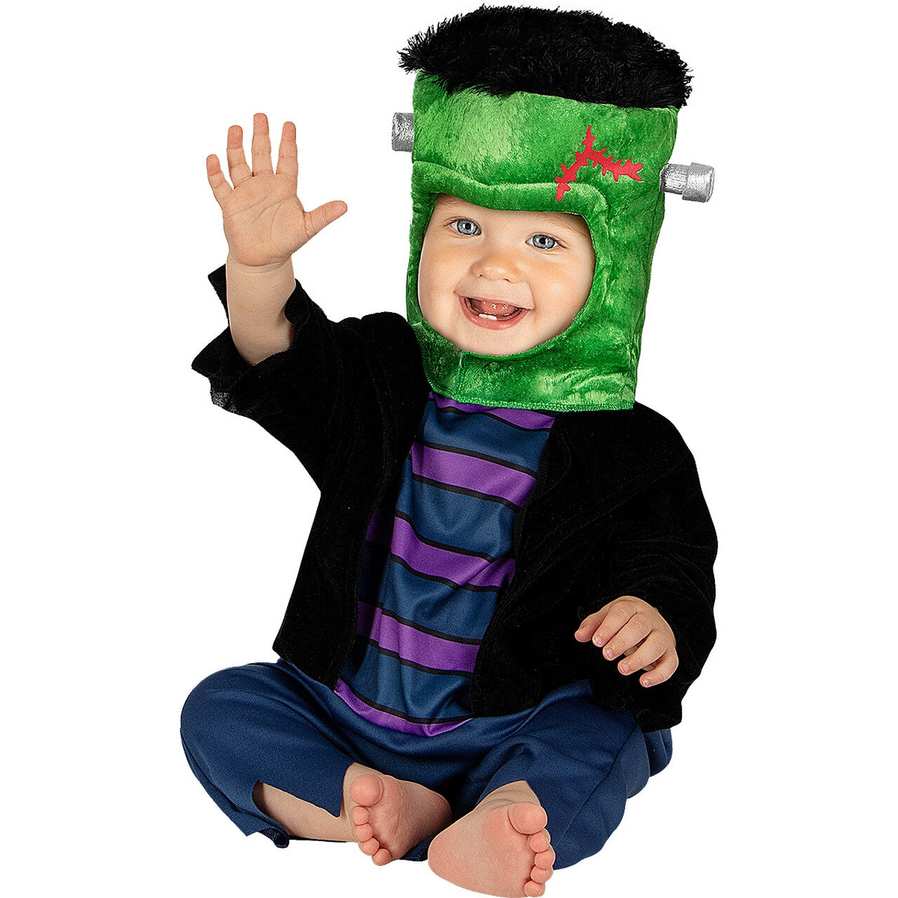 Op deze afbeelding zie je een Kostuums, van het merk Funidelia. Halloween Baby Frankenstein Kind Kostuum
